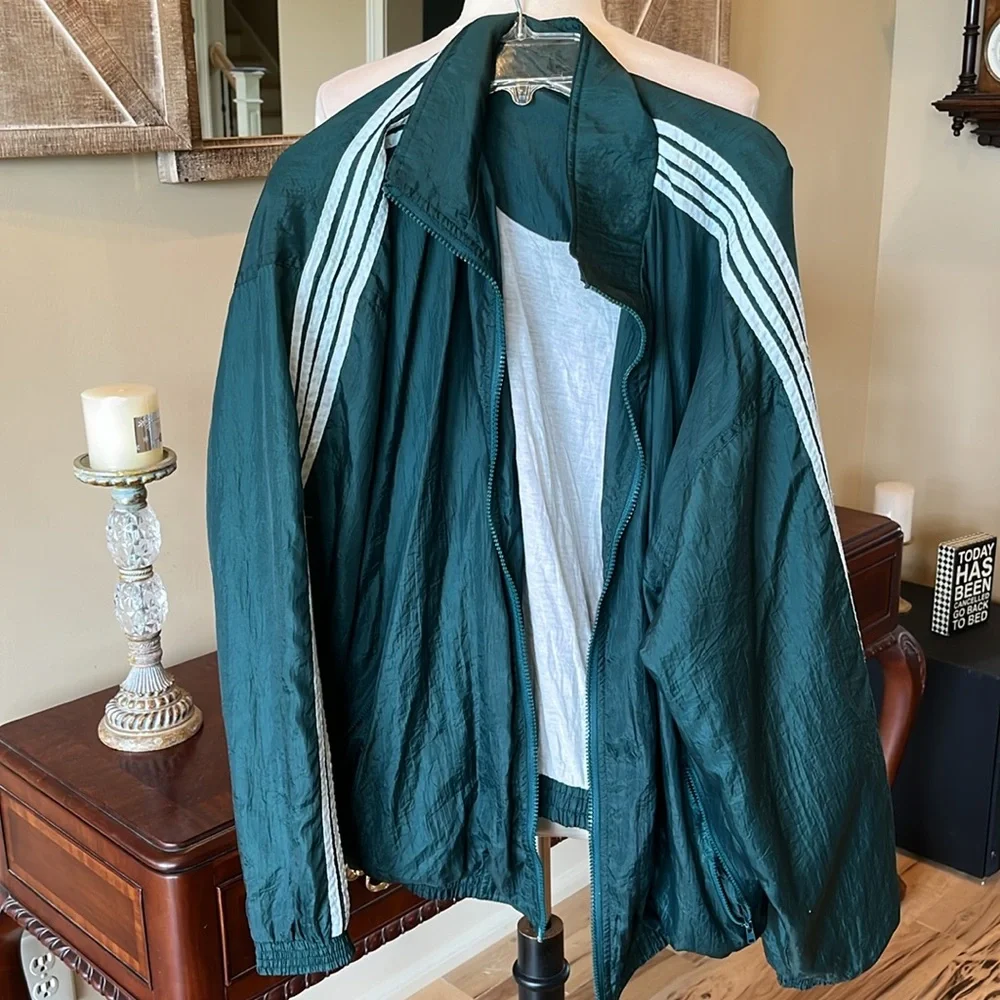 Vintage Dark Green Windbreaker Jacket